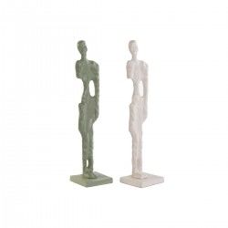 Figurine Décorative DKD Home Decor Blanc Vert 9 x 9 x 40 cm (2 Unités)