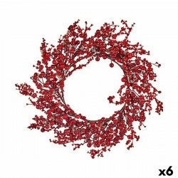 Couronne de Noël rouge plastique 48x10x48cm - Lot de 6
