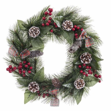 Corona de Navidad Blanco Rojo Verde Natural PVC 40 cm