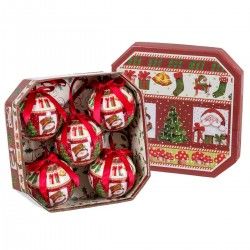 Bolas de Navidad Multicolor Papel Polyfoam Papá Noel 7,5 x 7,5 x 7,5 cm (5 Unidades)