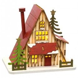 Décorations de Noël Multicouleur Bois Maison 14 x 9,3 x 14 cm