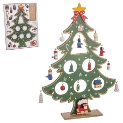 Adorno Navideño Multicolor Madera MDF Árbol de Navidad 26 cm