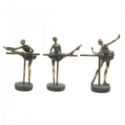 Figura Decorativa Home ESPRIT Gris Dorado Bailarina Ballet 14 x 8 x 20 cm (3 Unidades)