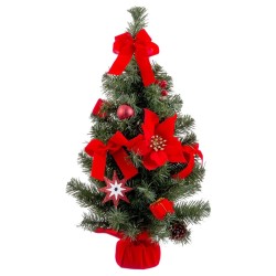 Decorazioni di Natale Rosso Verde Plastica Tessuto Albero di Natale 60 cm