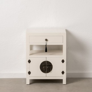 Table de Nuit ORIENTE Blanc Bois MDF 50 x 40 x 66 cm