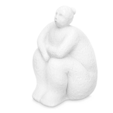 Figurine Décorative Blanc Dolomite 18 x 30 x 19 cm (4 Unités) Femme Assis