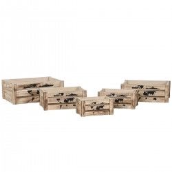 Set de boîtes décoratives Home ESPRIT Marron Noir Bois de paulownia Mappemonde 39 x 28 x 14,5 cm (5 Pièces)