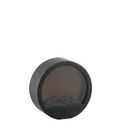 Cheminée décorative à led ronde en plastique noir 35x13x35cm