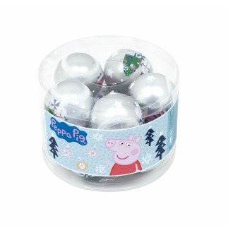 Boule de Noël Peppa Pig Cosy corner Argenté 10 Unités Plastique (Ø 6 cm)