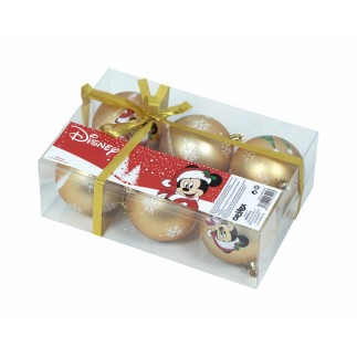 Boule de Noël Mickey Mouse Happy smiles Doré 6 Unités Plastique (Ø 8 cm)