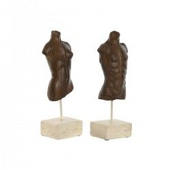 Figurine Décorative Home ESPRIT Blanc Marron Clair Buste 9,5 x 8 x 31 cm (2 Unités)