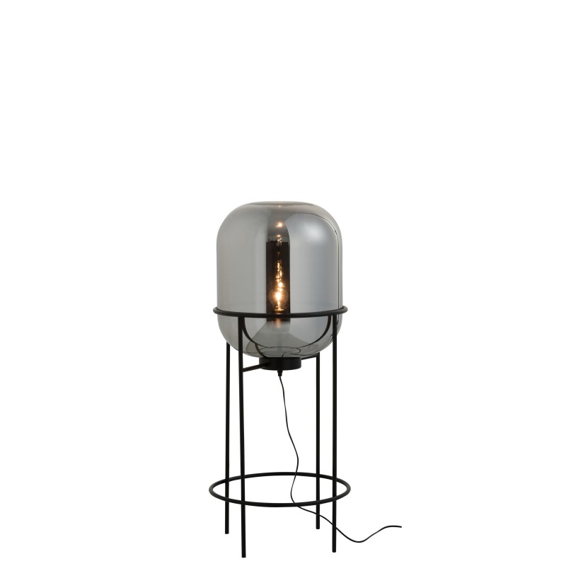 Lampada in vetro grigio su base in metallo nero 40*96 cm