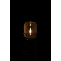 Lampada in vetro grigio su base in metallo nero 40*96 cm