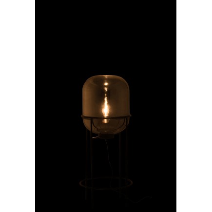 Lampe en verre grise sur pied métal noir 40*96 cm