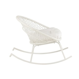 Chaise à bascule extérieur ronde en aluminium blanc 118x82x78 cm