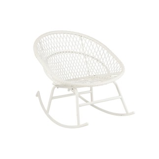 Chaise à bascule extérieur ronde en aluminium blanc 118x82x78 cm