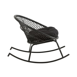 Chaise à bascule extérieur ronde en aluminium noir 118x82x78 cm