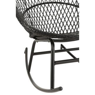 Chaise à bascule extérieur ronde en aluminium noir 118x82x78 cm