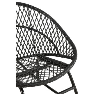 Chaise à bascule extérieur ronde en aluminium noir 118x82x78 cm