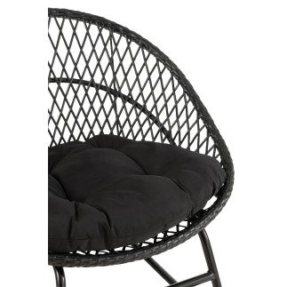 Chaise à bascule extérieur ronde en aluminium noir 118x82x78 cm