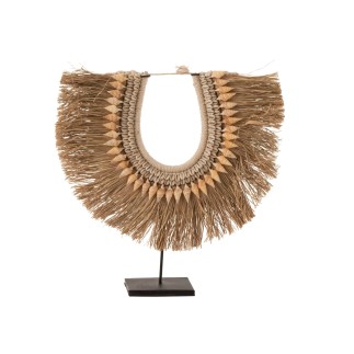 Collier de coquillages sur socle en bois naturel 40x13x45 cm