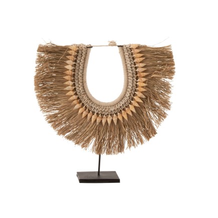 Collier de coquillages sur socle en bois naturel 40x13x45 cm