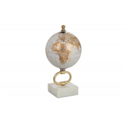 Globe sur pied en bois blanc 10.5x10.5x20 cm
