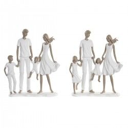 Figura Decorativa DKD Home Decor 20,5 x 7,5 x 24,5 cm 20,5 x 6,5 x 24,5 cm Gris Blanco Familia (2 Unidades)