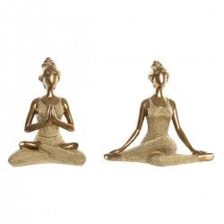 Figura Decorativa DKD Home Decor Dorado Yoga 19,5 x 11,5 x 18 cm (2 Unidades)