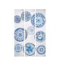 Biombo Azul Blanco Lienzo 122 x 2,5 x 180 cm Plato