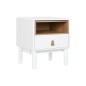 Mesita de Noche Home ESPRIT Blanco Natural Poliuretano Madera MDF 48 x 40 x 55 cm