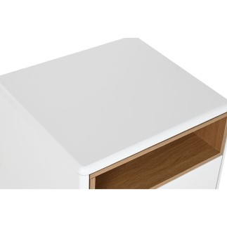 Mesita de Noche Home ESPRIT Blanco Natural Poliuretano Madera MDF 48 x 40 x 55 cm