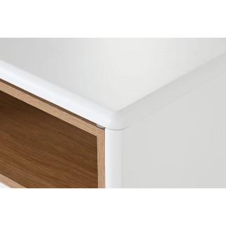 Mesita de Noche Home ESPRIT Blanco Natural Poliuretano Madera MDF 48 x 40 x 55 cm