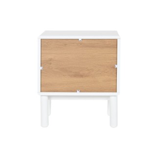 Mesita de Noche Home ESPRIT Blanco Natural Poliuretano Madera MDF 48 x 40 x 55 cm