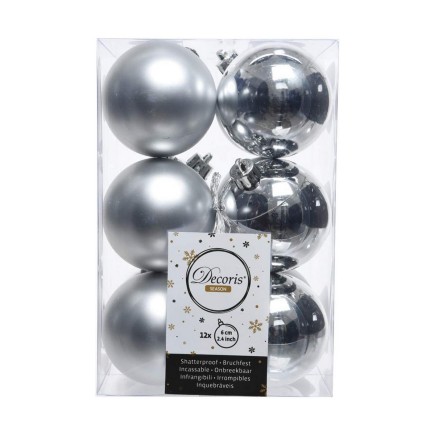 Bolas de Navidad Decoris 12 Unidades Plateado Plata Plástico Ø 6 cm