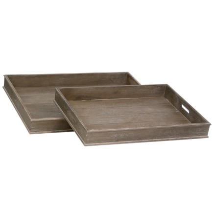 Lot de 2 plateaux en bois 71 x 51 x 8 cm