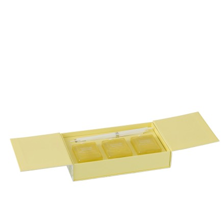 Set de 3 huiles senteur citron en parafinne jaune 23x5x14 cm