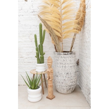 CACHEPOT MAYA EXTRA BOIS DE PALMIER BLANC