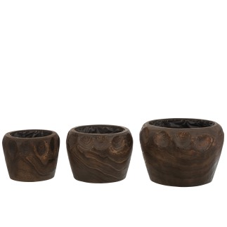 Cache-pot en bois de paulownia marron 29x29x20 cm