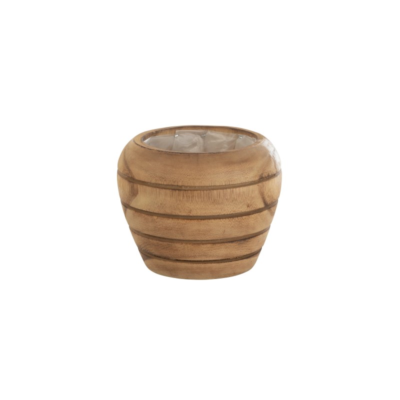 Cache-pot en bois beige 15.5x15.5x12 cm