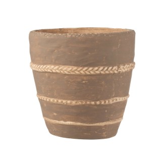 Vaso di fiori per imitazione di tessitura in ceramica marrone 15x15x13,5 cm