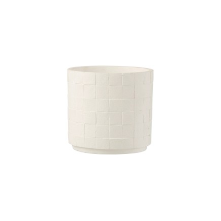 Cache-pot rond en céramique blanc 12.5x12.5x11.5 cm