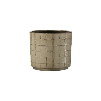 Cache-pot rond en céramique gris 12x12x11cm