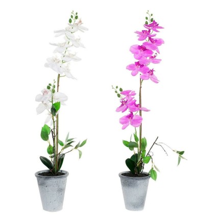 Planta Decorativa DKD Home Decor Gres Orquídea 21 x 21 x 82 cm (2 Unidades) (12 Unidades)