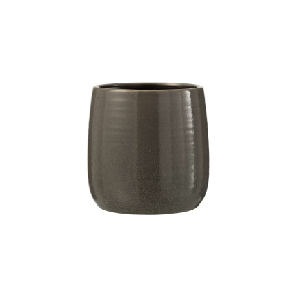 Cache-pot rond en céramique gris 12x12x12 cm