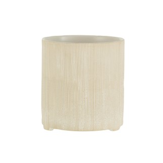 Cache-pot rond en céramique beige 12x12x13 cm