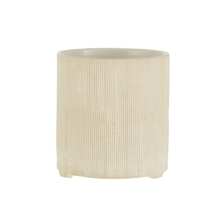 Cache-pot rond en céramique beige 12x12x13 cm