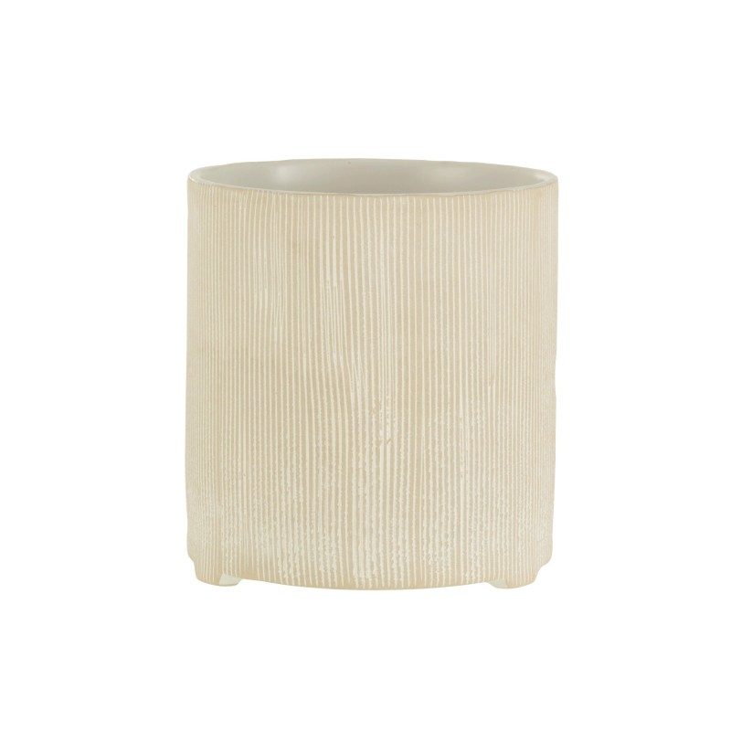 Cache-pot en céramique beige 14.5x14.5x15.5 cm