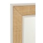 Miroir rectangulaire avec contour en bois exotique et rotin blanc en verre blanc 91x3x121 cm