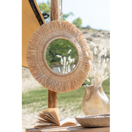 Miroir rond en Raphia naturel 61.5x61.5x2.5 cm